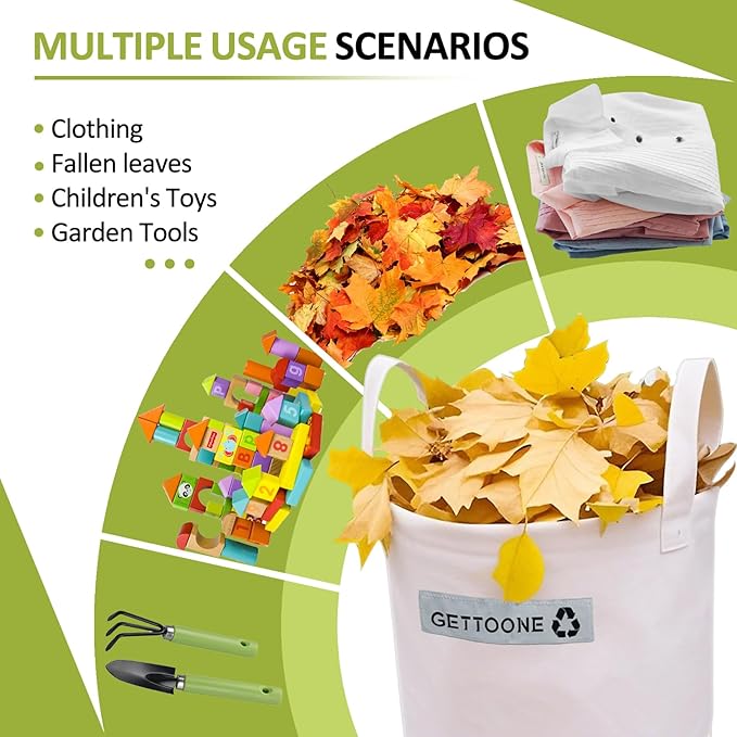 Heavy Duty Lawn and Leaf Bag 32 Gallon, Reusable Round Outdoor Yard Waste Bag with 4 Handles, Tear-Resistant for Lawn Clippings, Storage, Moving