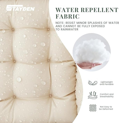 Outdoor Lounge Chair Cushions, Chaise Lounge Chair Cushions Replacement for Patio Furniture with Ties Waterproof Fabric Pool Chasie Cushion 74.4 x 22 x 4.7 Inches (White)