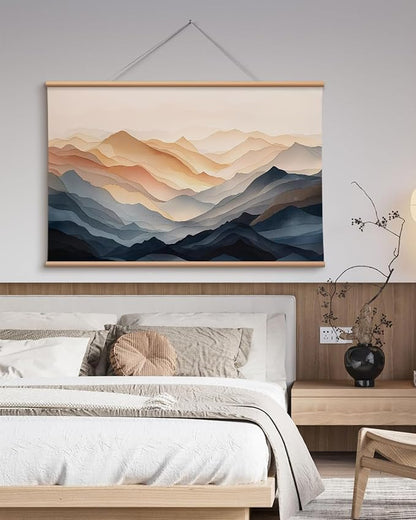 VIYYIEA Extra Large Canvas Wall Art, 36x54 Inch Abstract Mountain Landscape, Modern Neutral Nature Wall Decor for Living Room or Bedroom, Above Sofa