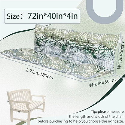2/3 Seater Swing Replacement Cushion, Waterproof Porch Swing Cushions with Backrest, Thickened Bench Cushions for Outdoor Furniture, for Outdoor Patio Swing (Hawaii, 71 * 40in)