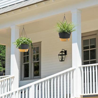 ZMTECH 12 Inch Large Hanging Planters for Outdoor Plants, Self Watering Hanging Planter with Visual Reservoir, Hanging Baskets for Plants Indoor with Drainage Hole and Plant Hanger(1 Pack, Gray)