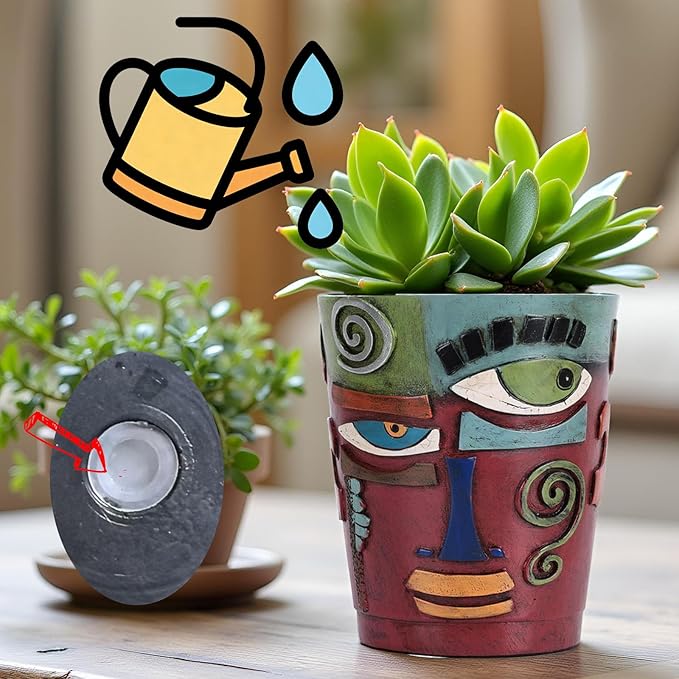 XMGZQ Abstract Cubism Face Planter,Pop Art Sculpture & Vase Decor,Unique Picasso Style Flower Pot,for 4-6 Inch Succulents & Houseplants,Drainage Hole Included,Statement Gift (Modern)