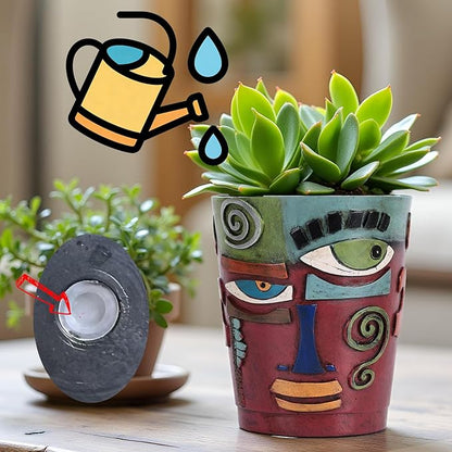 XMGZQ Abstract Cubism Face Planter,Pop Art Sculpture & Vase Decor,Unique Picasso Style Flower Pot,for 4-6 Inch Succulents & Houseplants,Drainage Hole Included,Statement Gift (Modern)