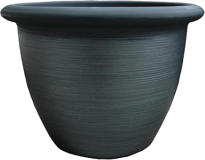 The HC Companies Sevilla Flower Planters - Durable Outdoor & Indoor Planter - Round Lightweight Self Watering Plant Pots for Herbs & More (9" Painted Black, Pack of 1)
