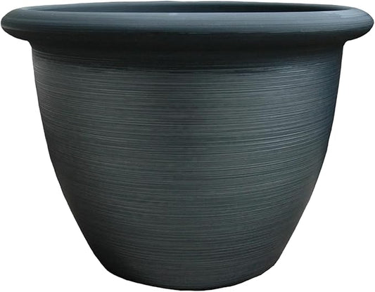 The HC Companies Sevilla Flower Planters - Durable Outdoor & Indoor Planter - Round Lightweight Self Watering Plant Pots for Herbs & More (12" Painted Black, Pack of 1)