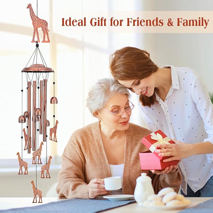 Giraffe Wind Chimes for Outside,Giraffe Gifts for Women Men/Memorial Gifts/Birthday Gift Metal windchimes Outdoors/Indoors,Garden Decor,Patio,Home,Porch,Yard Decorations