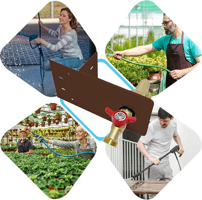 Garden hose faucets, backyard hose holders, outdoor balcony Hose Bibb Valve, faucet screen clamping bases, faucet holders for laying a hose in a lanai or any screened window (tanned)