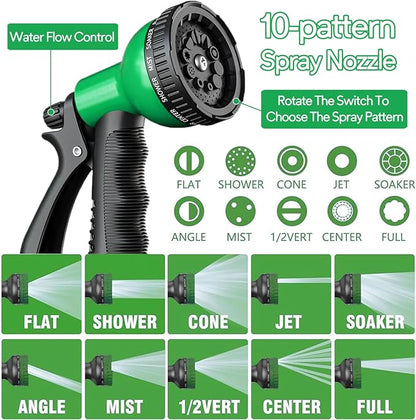 Expandable Garden Hose 100ft, 2026 New No Kink Collapsible Water Hose 100 ft, 10 Function Nozzle, Solid Brass Fittings, Durable Fabric & Latex Core, Lightweight, Flexible for Gardening, Car Washing