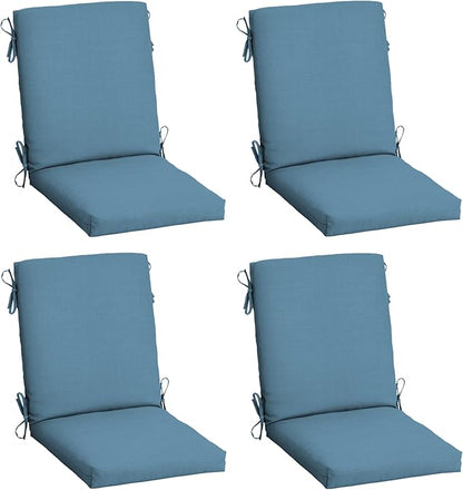Arden 4-Pack Outdoor Patio Dining Chair Cushion, 20x44, Rain-Proof Seat Pad, Fade-Resistant Outdoor Cushion French Blue Texture