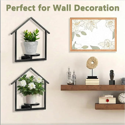 Decorative Wall Plant Frame, House-Shaped Wall-Mounted Plant Hanger for Indoor Decor, Space-Saving Vertical Garden Wall Planter for Apartment & Home, 2 Pack
