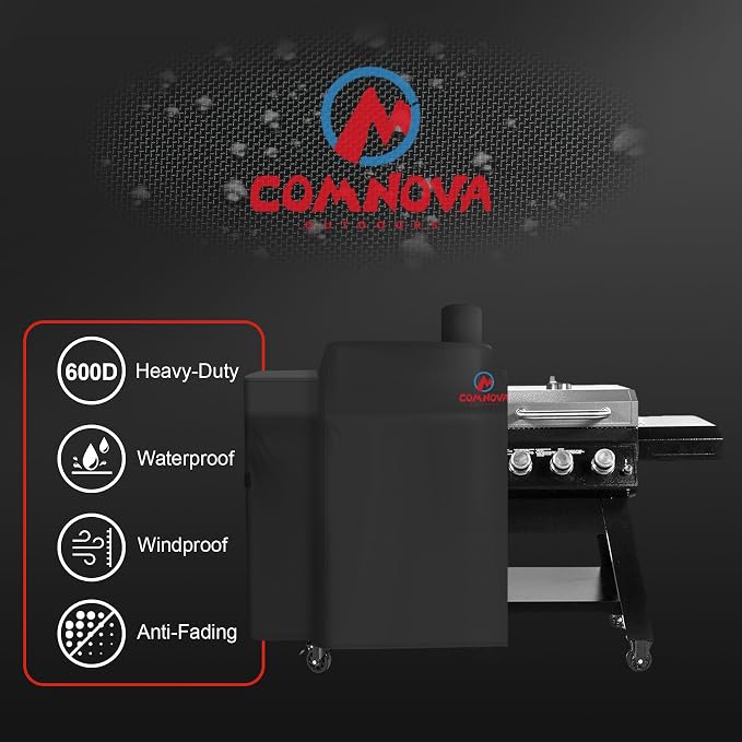 Comnova Grill Cover for Pit Boss KC Combo - Premium Wood Pellet Smoker Cover for Pitboss Waterproof & Heavy Duty, 600D Pellet BBQ Cover for Pit Boss KC Combo Platinum Series Grill