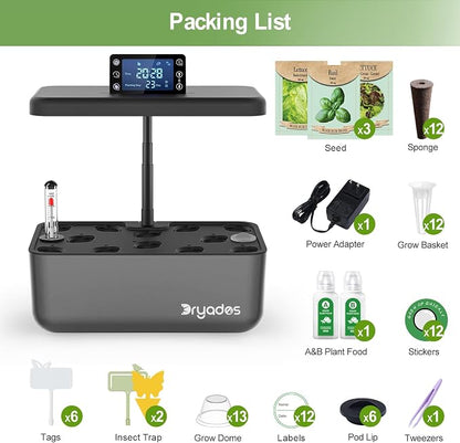 Hydroponics Growing System Kit with Seeds: 12 Pods Indoor Herb Garden Kit with LED Grow Light Plant Germination Kit Aeroponic Healthy Fresh Herbs Vegetables Hydroponic Planter for Home Kitchen Office