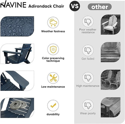 Adirondack Chair, HDPE Folding Adirondack Chair with Multifunctional Cup Holder, Weather Resistant Fire Pit Chair for porches, patios, patios, poolsides, Decks.