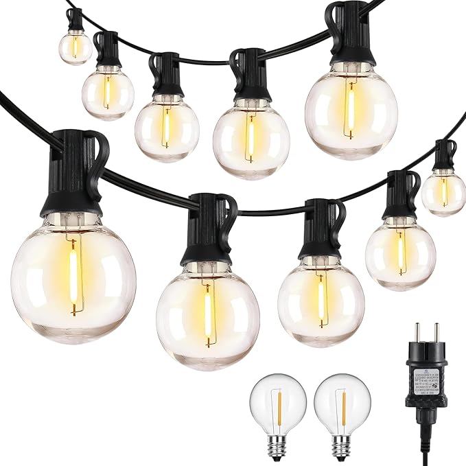 100FT LED Outdoor String Lights Patio Lights with 37 Shatterproof G40 Vintage Edison Bulbs, Outside Hanging Lights Waterproof for Porch, Deck, Garden, Backyard, Balcony