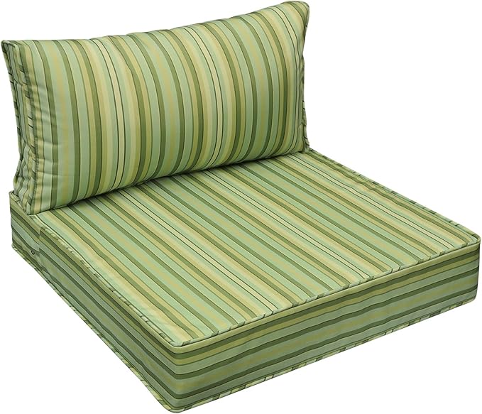AAAAAcessories Outdoor Seat Cushions for Chairs, Fade-Resistant, Waterproof Patio Furniture Replacement Cushions, 25.5" x 25.5" x 5" + 25.5" x 13.5", Mossy Forest Stripe