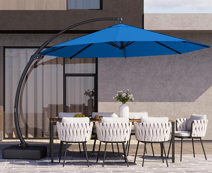 Kingdura 11ft Offset Cantilever Patio Umbrella with Base Included, Large Round Aluminum Outdoor Umbrella, 360° Rotation & Infinite Tilt, Heavy Duty Frame for Deck Pool Backyard, Royal blue