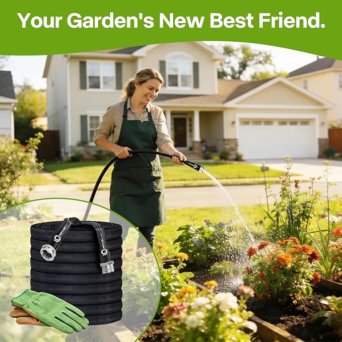 Garden Hose 50 ft x 5/8 in, Ultra-Light, All-Weather Water Hose, Leak-Free Connections,High Pressure Abrasion-Resistant Eco-Friendly.