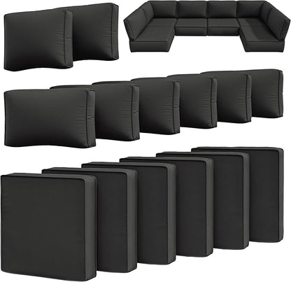 14 Pcs Outdoor Cushion Slipcovers Outdoor Patio Cushion Covers Replacement Waterproof with Zipper for Outdoor Furniture, Patio Sofa Couch 3 Sizes, Covers Only