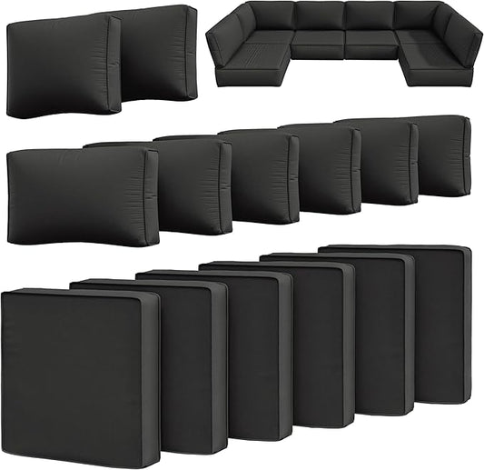 14 Pcs Outdoor Cushion Slipcovers Outdoor Patio Cushion Covers Replacement Waterproof with Zipper for Outdoor Furniture, Patio Sofa Couch 3 Sizes, Covers Only