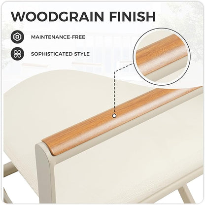 Grand patio Extra-Wide 4-Pack Directors Chairs, Folding Dining Chair Set of 4 with Sling and Woodgrain Armrests, Outdoor, Apricot