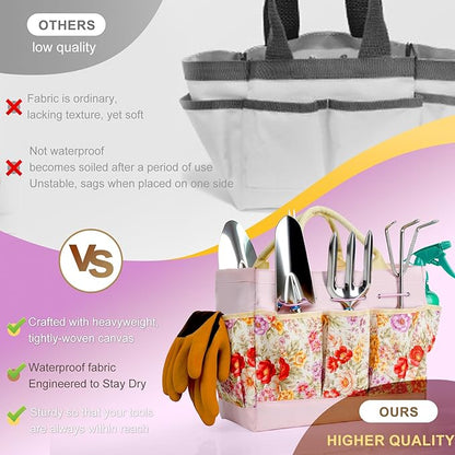 Garden Tool Set, 10 PCS Gardening Essentials, Stainless Steel Garden Hand Tools with Tote Bag, Well-Designed Gardening Supplies Kit Gifts for Women Men Gardeners