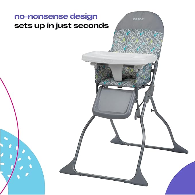 Cosco Kids Highchair for Baby, Simple Foldable High Chair, Convenient, Lightweight, and Compact Design, Mapleton