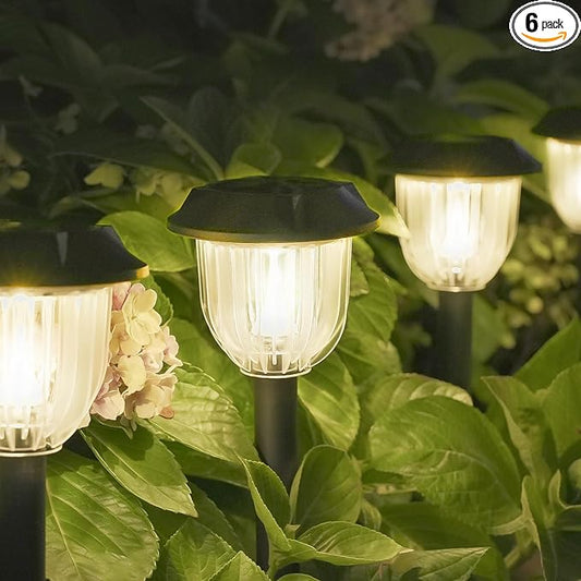 AOSEA Bright Solar Pathway Lights Outdoor, 6 Pack LED Solar Path Lights for Outside IP65 Waterproof, Landscape Lighting,Garden Decorative for Yard,Patio,Walkway,Sidewalk,Driveway,Lawn