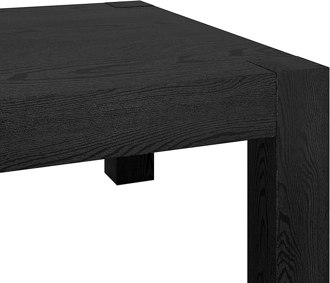 Henn&Hart 34" Square Coffee Table with Wood Top for Living Room, Family Room, Office, or Apartment, Black Grain