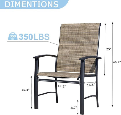 Patio Dining Chairs Set of 4, Outdoor Dining Chairs with High Back, Metal Outdoor Chair Set with Comfort and Durability, Patio Chair for Deck Lawn Kitchen Garden Backyard, Mocha