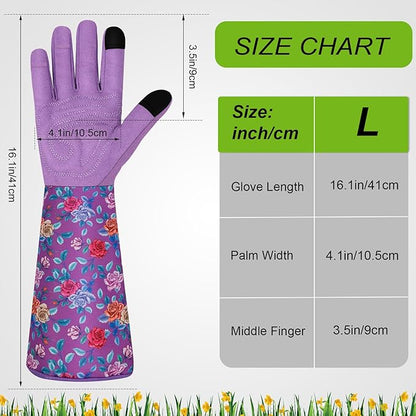 Long Gardening Gloves for Women Thorn Proof Leather Garden Gloves Breathable Working Gloves for Women Yard Outdoor