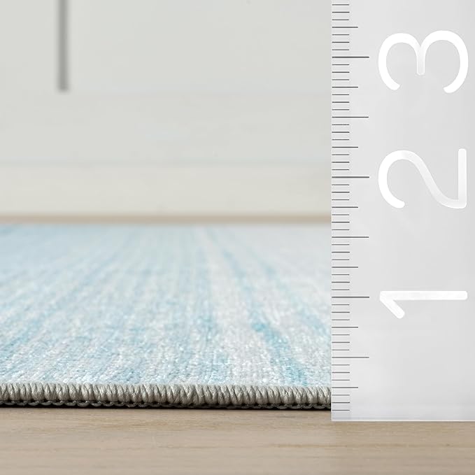 Dash & Albert Pandora Blue Machine Washable Rug, 7.5 X 9.5 Feet, Blue Abstract Pattern