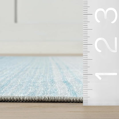 Dash & Albert Pandora Blue Machine Washable Rug, 6 X 9 Feet, Blue Abstract Pattern