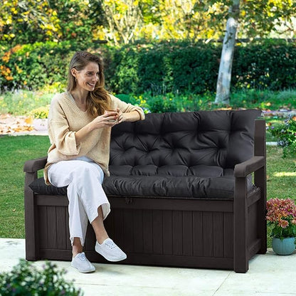 Swing Replacement Seat Cushions, 2-3 Seater Bench Cushions for Outdoor Furnitur with Backrest, Garden Recliner Seat Cushions Waterproof Sofa Pads (Black, 60x40in)