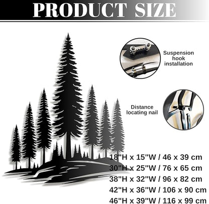 lunwall Metal Pine Tree Wall Art, Metal Forest Wall Art, Pine Branch Wall Decor, Christmas Tree Wall Decor, Forest Wall Hanging, Nature Lover Gift (Style 6, 30" H x 25" W / 76 x 65 cm)