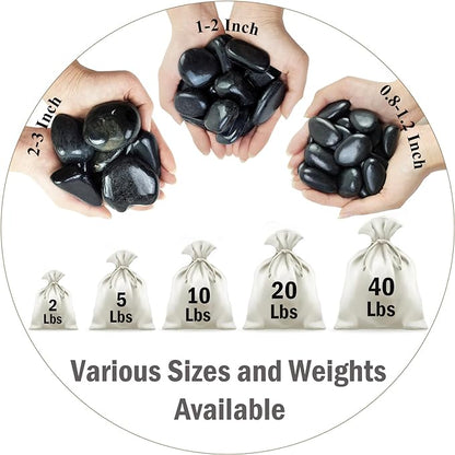 5 lbs Polished Black Pebbles for Indoor Plants, 0.8-1.2 Inch Small Bag Black Stones. Decorative River Rocks for Plants Aquarium Planter Vase Fillers Landscaping and Garden