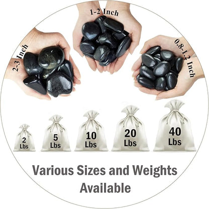 5 lbs Black River Rocks for Plants, 2-3 inch Large Pebbles for Plants Indoor. Decorative Stones for Planters Vase Fillers Aquarium Fish Tank and Outdoor Garden Landscaping