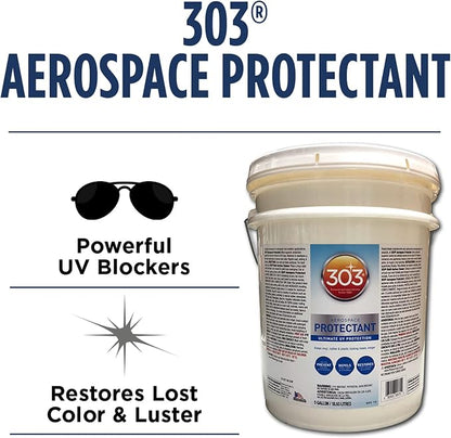 303 Products Aerospace Protectant Spray, UV Protection, Repels Dust, Dirt, & Staining, Matte Finish, Restores Like-New Appearance, Outdoor Cleaning Supplies 5 Gallons