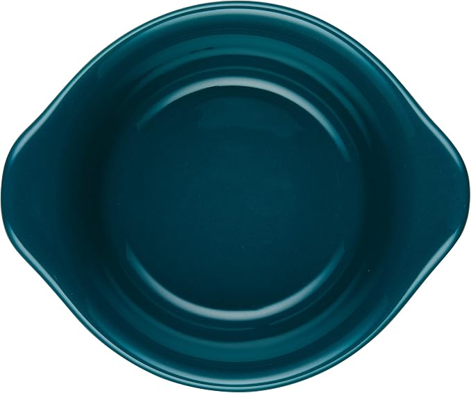 Rachael Ray Solid Glaze Ceramics Round Ramekins/Dipping Cup Set, 4 Piece, Teal