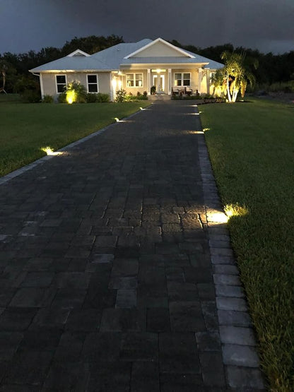12V Brass In-Ground Well Light (Beacon Top) with 5W 2700K Warm White MR16 LED Bulb & PVC Sleeve for Low Voltage Landscape Lighting of Outdoor Pathway, Garden, Shrubs, Columns or Trees