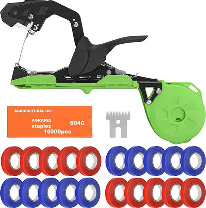 Upgraded Plant Tying Machine Gun to Tie Up Vine Tomatoes and Grapes Quickly Garden Tape Tool for Gardeners Farmers with SK5 Blade Replacement Garden Tapes and Staples