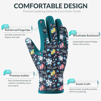 Baidast Gardening Gloves for Women, Breathable Leather Garden Gloves with Grip, Thorn Proof Work Gloves