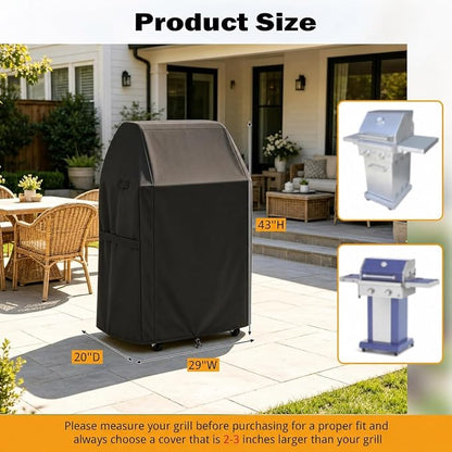 Grill Cover for KitchenAid 2-Burner Gas Grills, Heavy Duty Waterproof 28" Cover Fits 720-0891B, 720-0891R - Fade Resistant 500D Fabric Outdoor BBQ Protector, 28" W x 19" D x 44" H