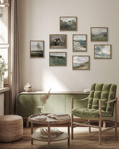 InSimSea Framed Canvas Prints Art Vintage Decor, Home Farmhouse Decor View of the Country Paintings for Wall Decorations, Rustic Bedroom Bathroom Wall Art, 8"x10"