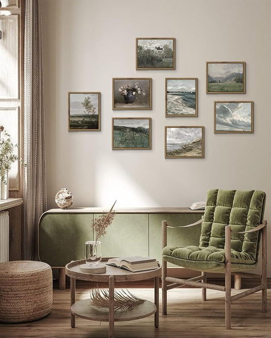 InSimSea Framed Canvas Prints Art Vintage Decor, Home Farmhouse Decor View of the Country Paintings for Wall Decorations, Rustic Bedroom Bathroom Wall Art, 8"x10"
