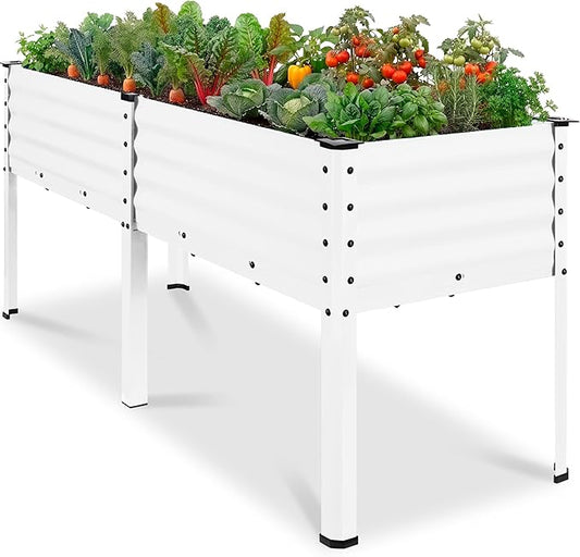 Best Choice Products 72x24x30in Non Toxic Galvanized Raised Garden Bed, Metal Elevated Planter Box, Vegetable Garden, 100% Non Toxic Materials - White