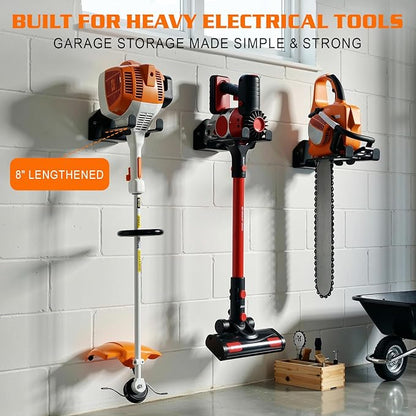 Housolution 8" Trimmer Rack with Rubber Coating, [2 Pack] Heavy Duty Weed Eater Hanger, Garden Power Tool Holder Organizer Hooks for Grass Trimmer, Hedge Trimmer, Garden Tool, Leaf Blower, Chainsaw