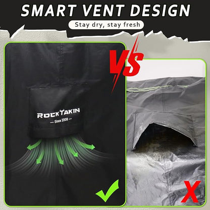 ROCKTAKIN Heavy Duty Grill Cover, BBQ Gas Grill Cover for Outdoor, Waterproof UV & Fade Resistant Windproof Barbecue Cover with Air Vents for Weber Charbroil Nexgrill and More (48" L x 27" W x 42" H)