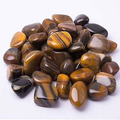Polished Tigers Eye Crystals - 72 Pcs, 0.5" 10 oz Handpicked Natural Tumbled Gemstones Rocks, Pebbles for Reiki, Chakra, Healing Home Decor
