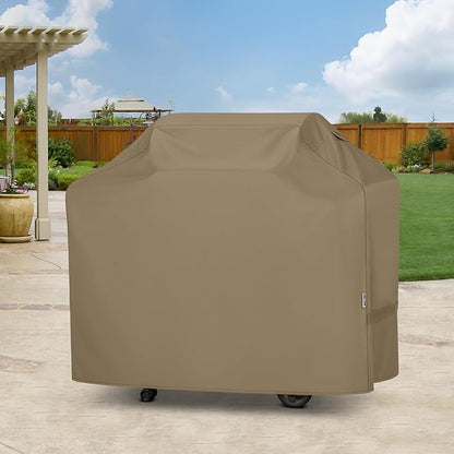 Unicook 55 Inch Grill Cover for Outdoor Grill, Heavy Duty Waterproof Gas BBQ Cover with Sealed Seam, Rip and Fade Resistant Barbecue Covering for Weber Nexgrill Charbroil, Neutral Taupe
