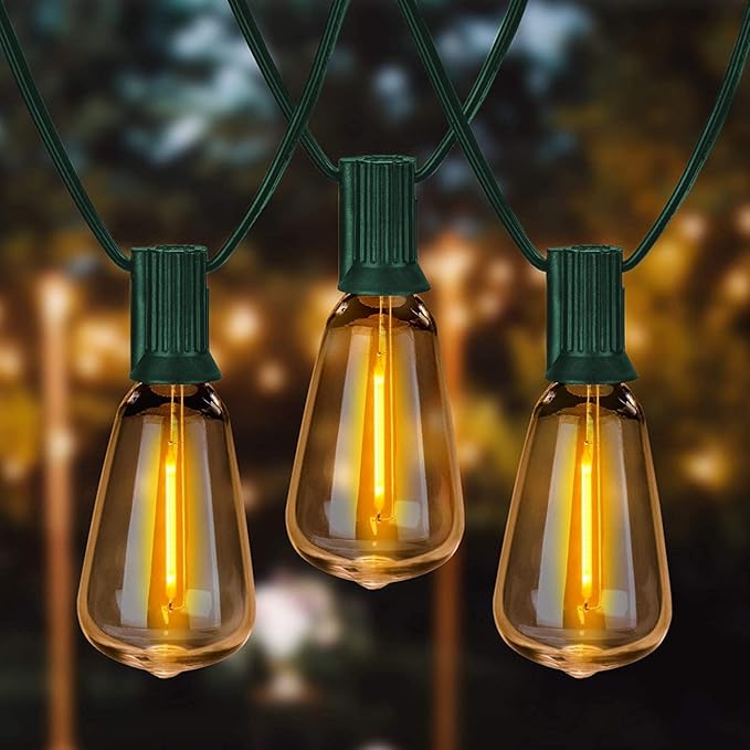 LUCKY TL 100 FT C9/E17 Christmas Light Sockets Spool Set, with 100 C9 Bulbs，Green SPT-1 Wire, 12 Inch Spacing, UL Listed